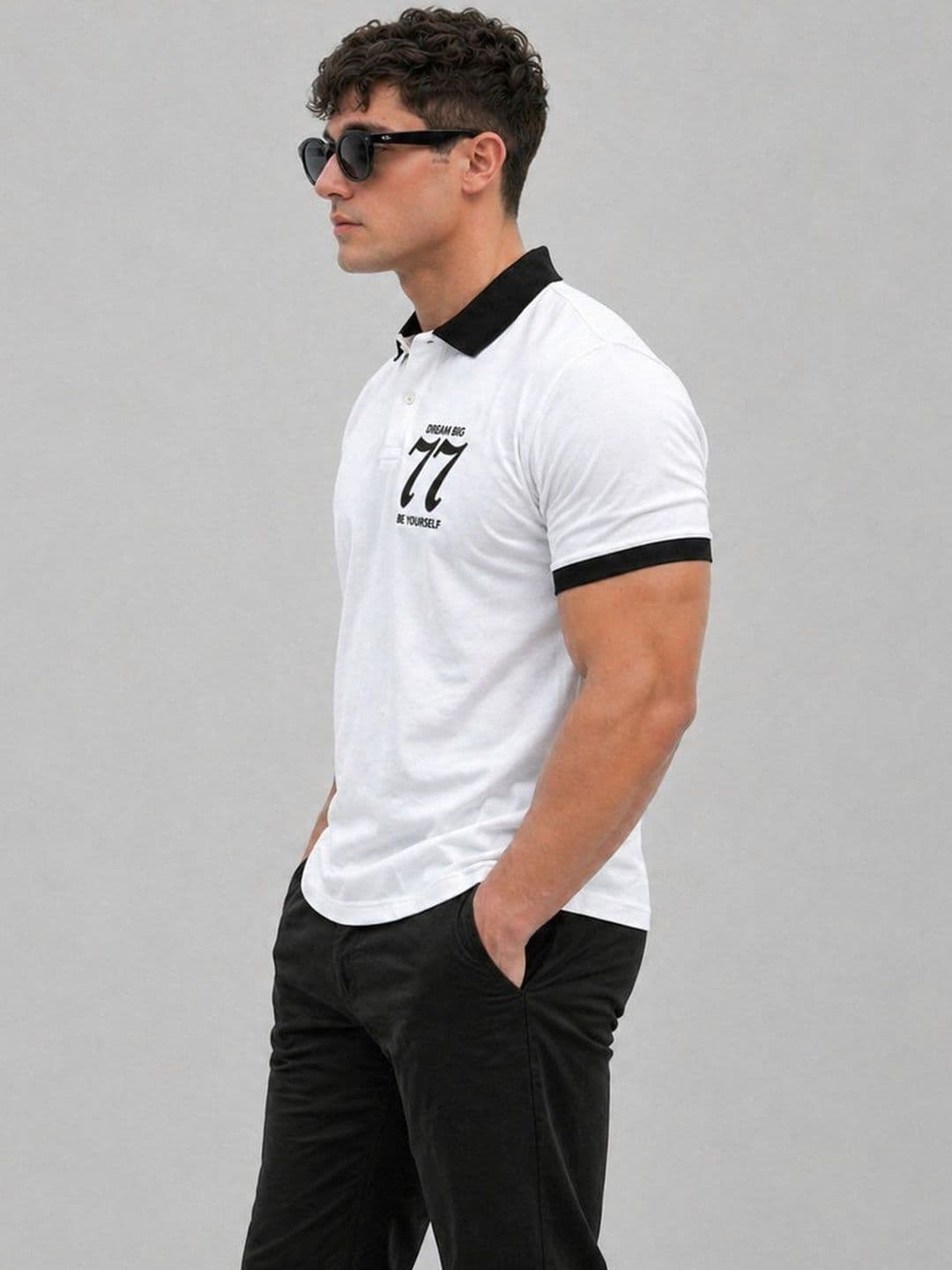 SCUBA Men Printed Polo Collar Pure Cotton T-shirt thumbnail 2