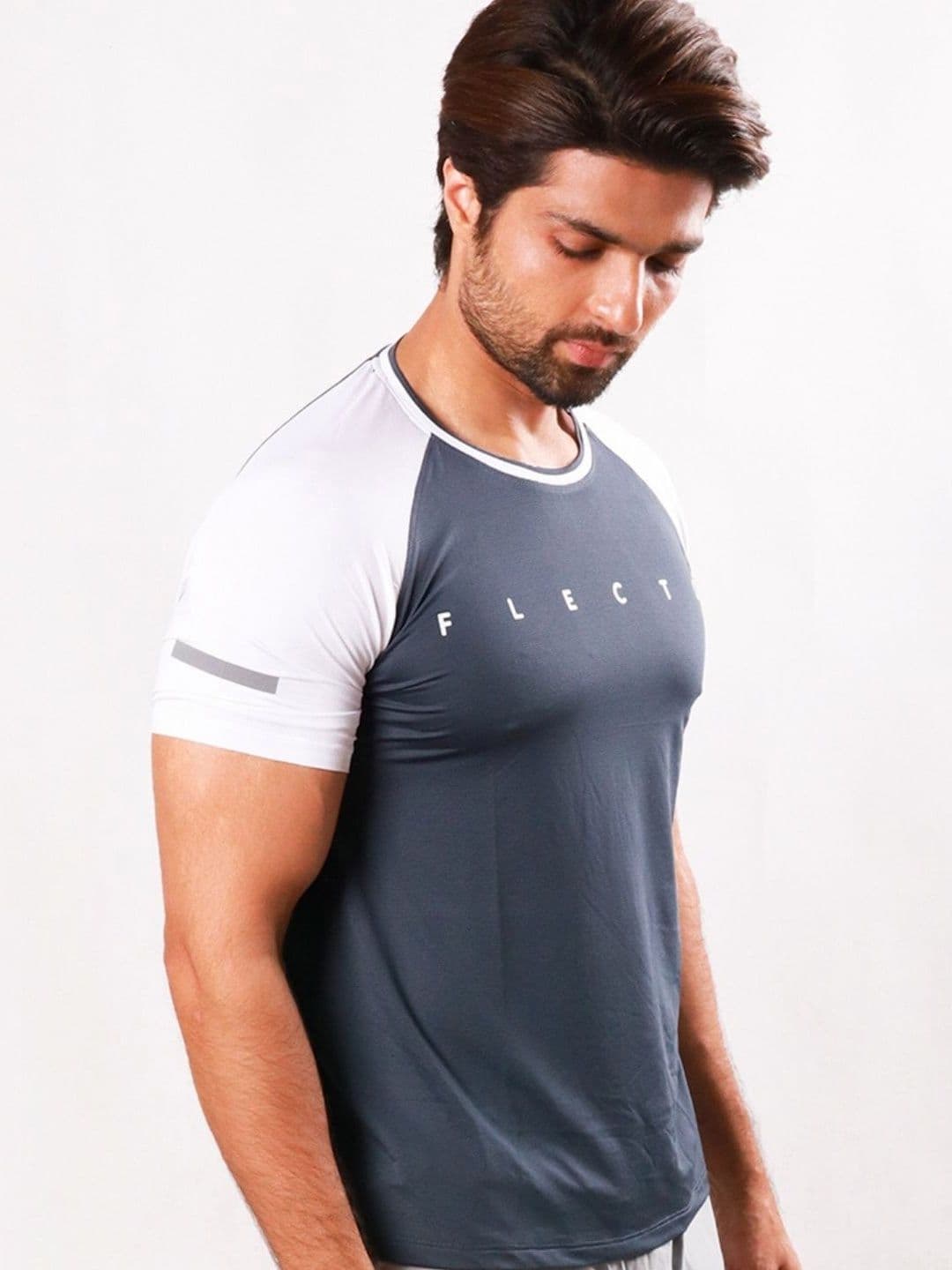 Flecto Men Gun Metal Raglan Jersey Regular Fit Gym & Casual Half Sleeve T-Shirt thumbnail 4
