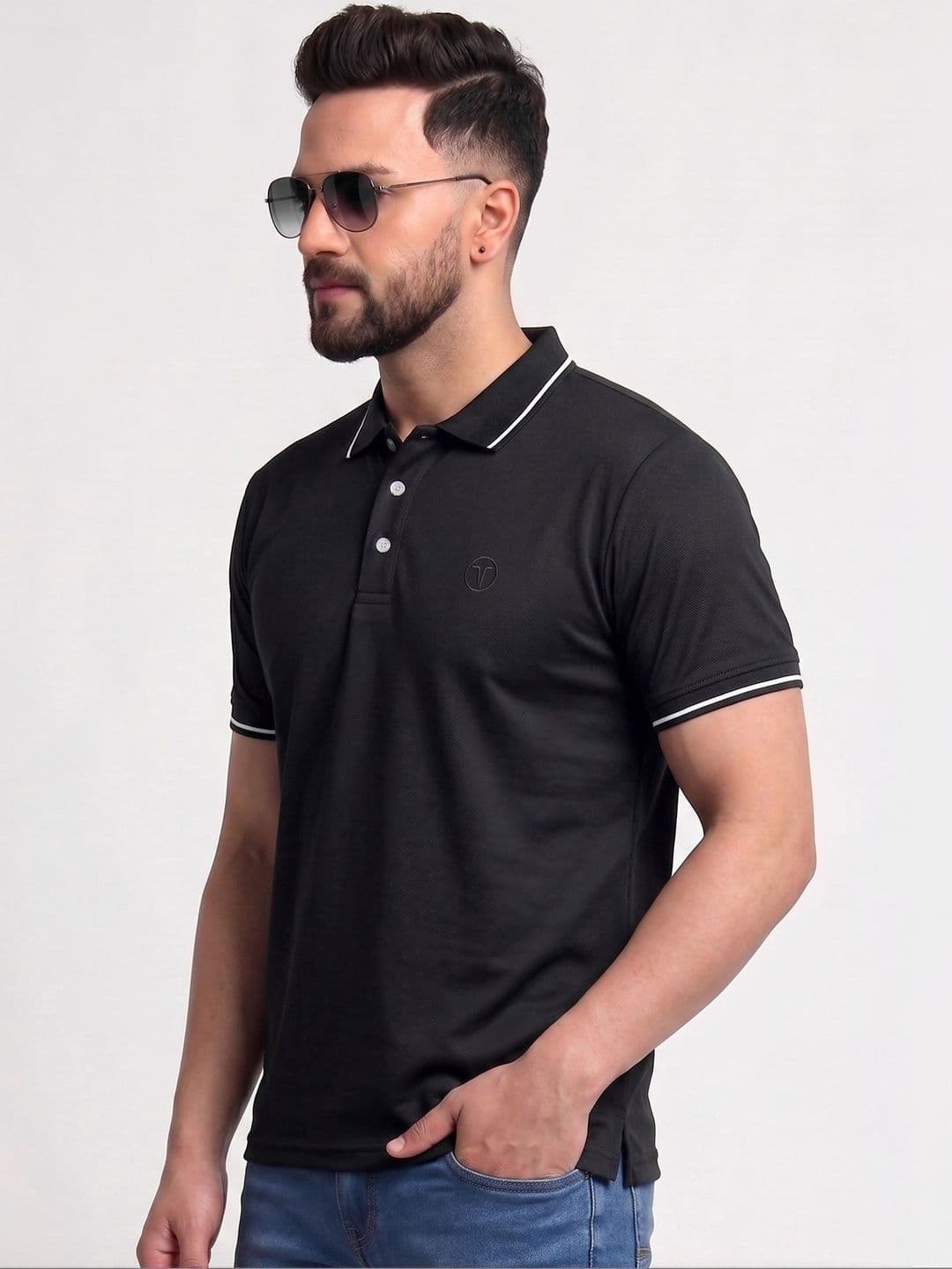 TB BLUE Men Polo Collar Slim Fit T-shirt thumbnail 2