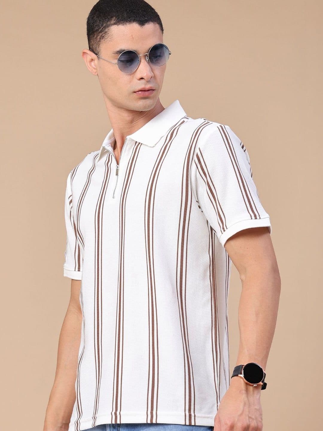 LIMEROAD Men Striped Polo Collar T-shirt thumbnail 4