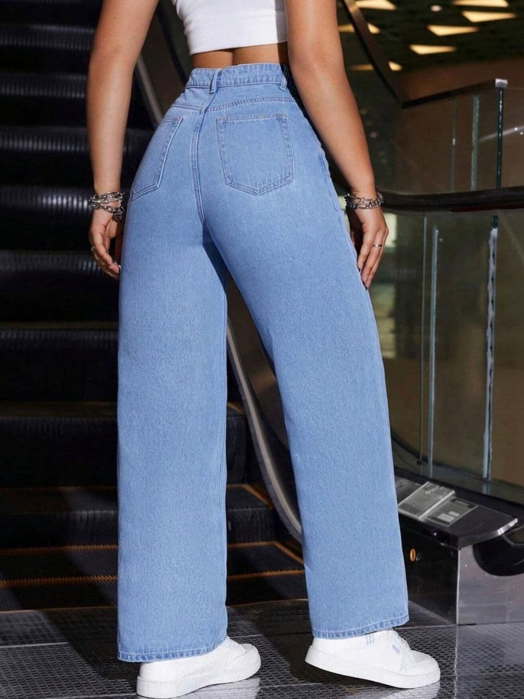 HERE&NOW Women Straight Fit High-Rise Stretchable Jeans thumbnail 4