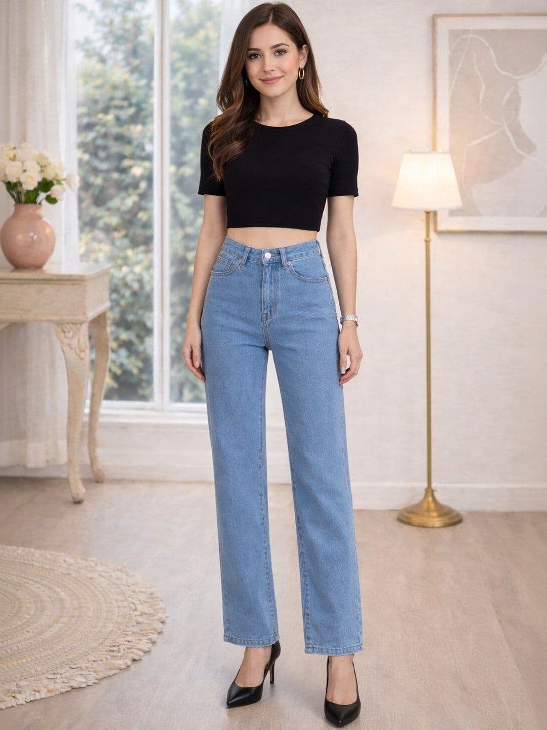 HERE&NOW Women Straight Fit High-Rise Stretchable Jeans - view 1
