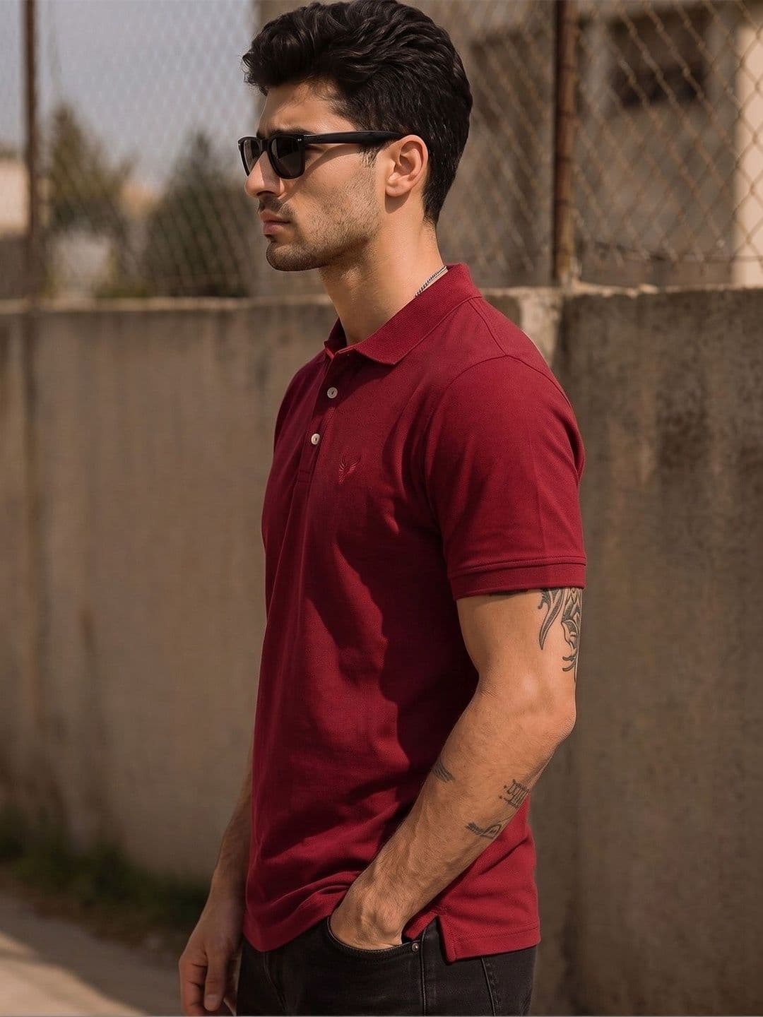 Utopium Men Brand Logo Polo Collar T-shirt thumbnail 5