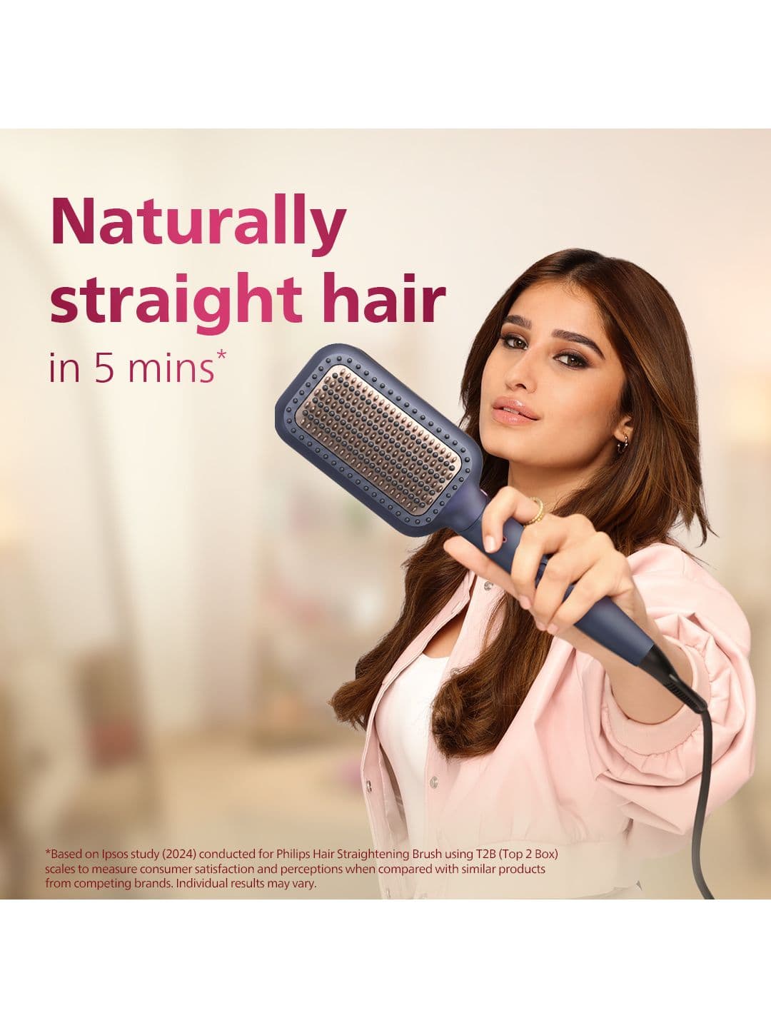 Philips BHH885/10 Hair Straightener Brush ThermoProtect Technology Ionic Care- Navy Blue thumbnail 3