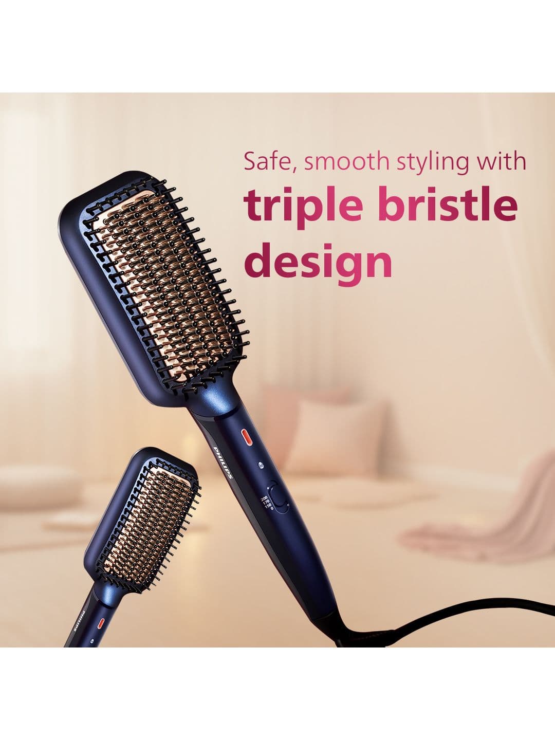 Philips BHH885/10 Hair Straightener Brush ThermoProtect Technology Ionic Care- Navy Blue thumbnail 10