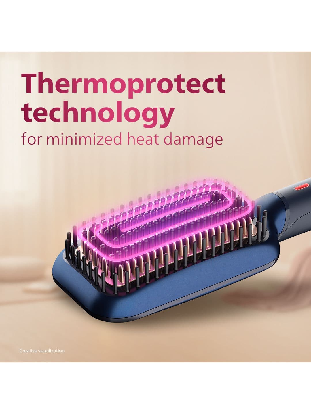 Philips BHH885/10 Hair Straightener Brush ThermoProtect Technology Ionic Care- Navy Blue thumbnail 7
