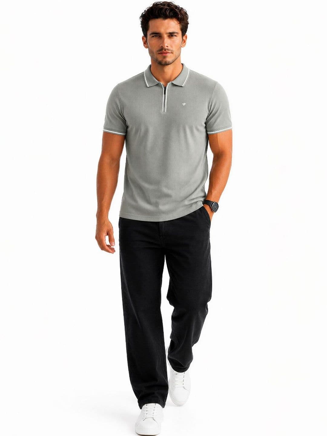 Status Quo Men Brand Logo Polo Collar T-shirt thumbnail 2