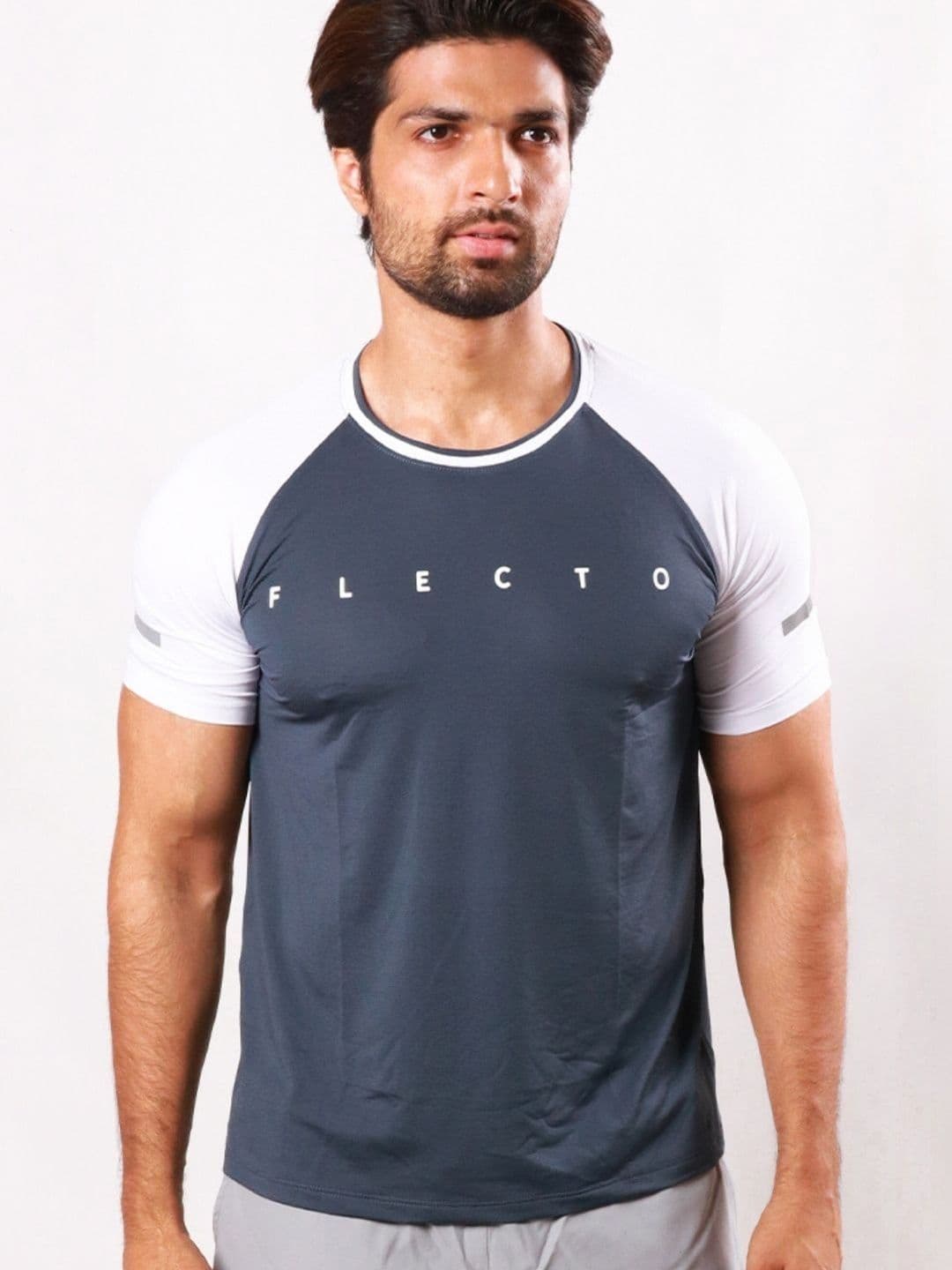 Flecto Men Gun Metal Raglan Jersey Regular Fit Gym & Casual Half Sleeve T-Shirt thumbnail 3