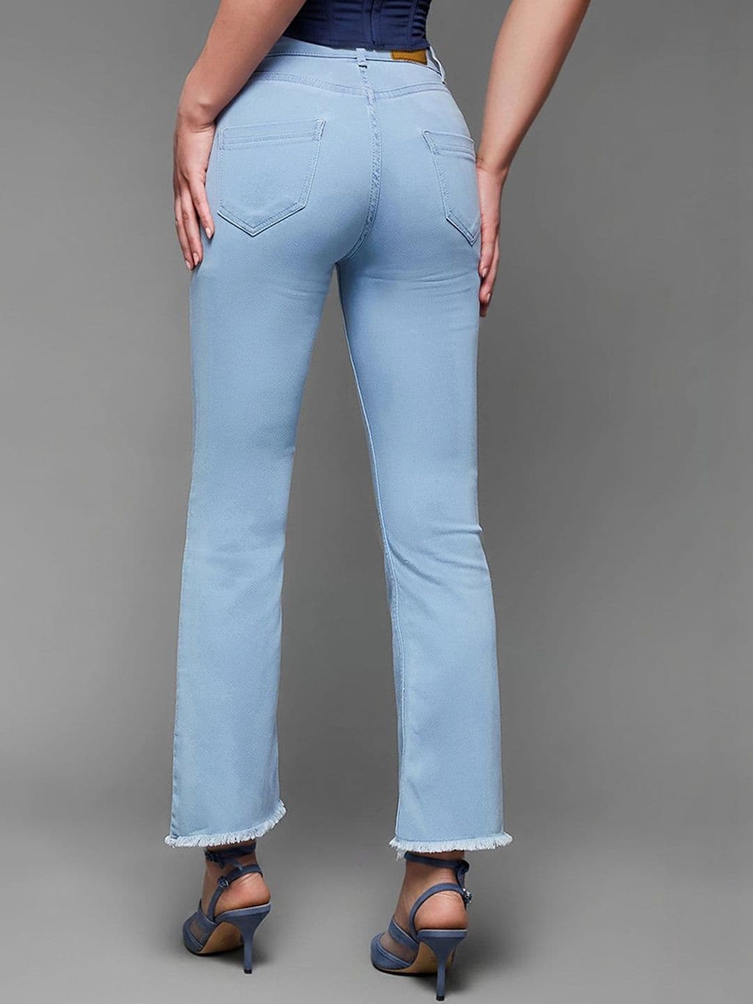 Mast & Harbour Women Boot Cut High Rise Clean Look Cropped Stretchable Denim Jeans thumbnail 3