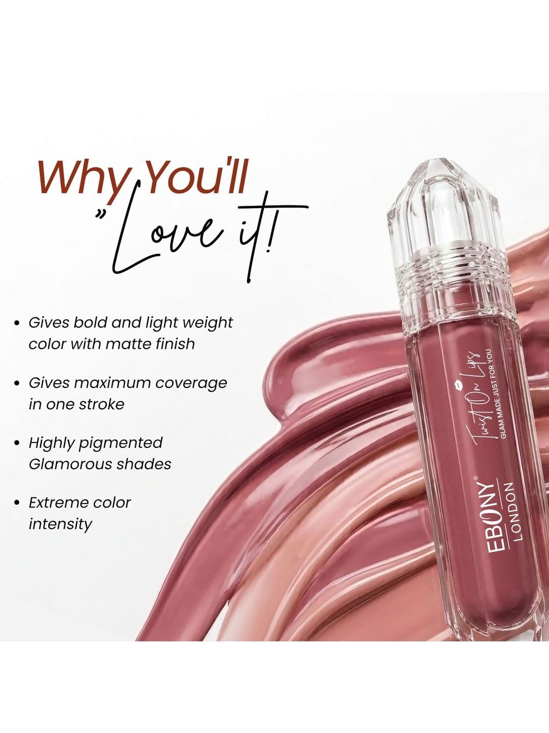 EBONY LONDON Twist On Lips Non Transfer Matte Liquid Lipstick - 5 ml - Shade - 23 thumbnail 3