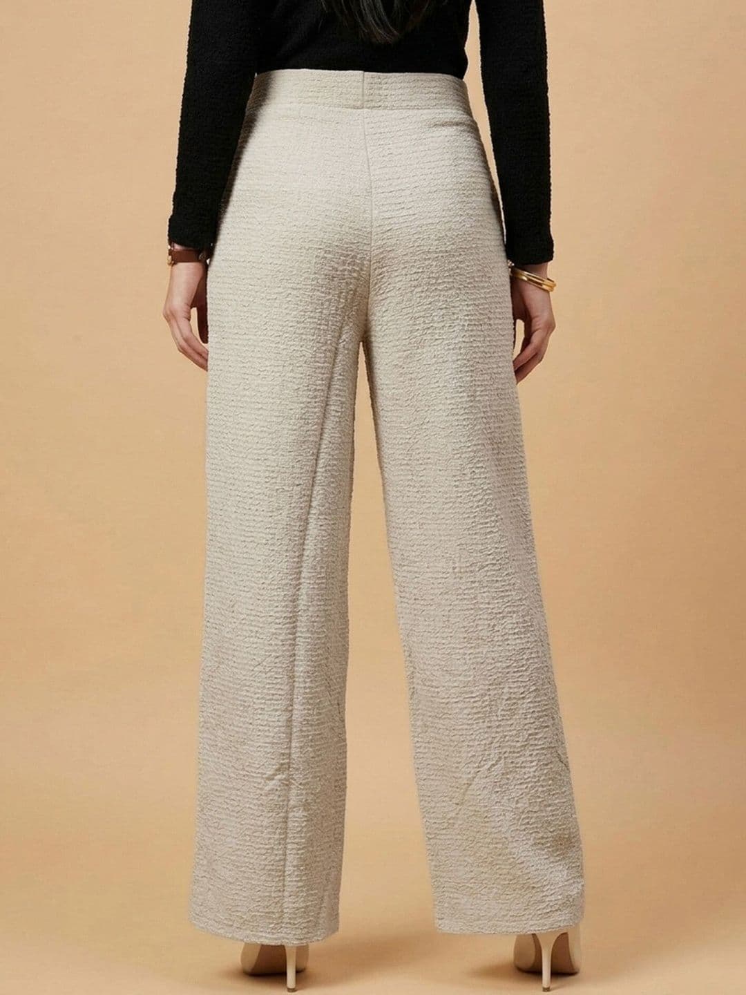 Moda Rapido Women Textured Straight Fit Easy Wash Trousers thumbnail 2