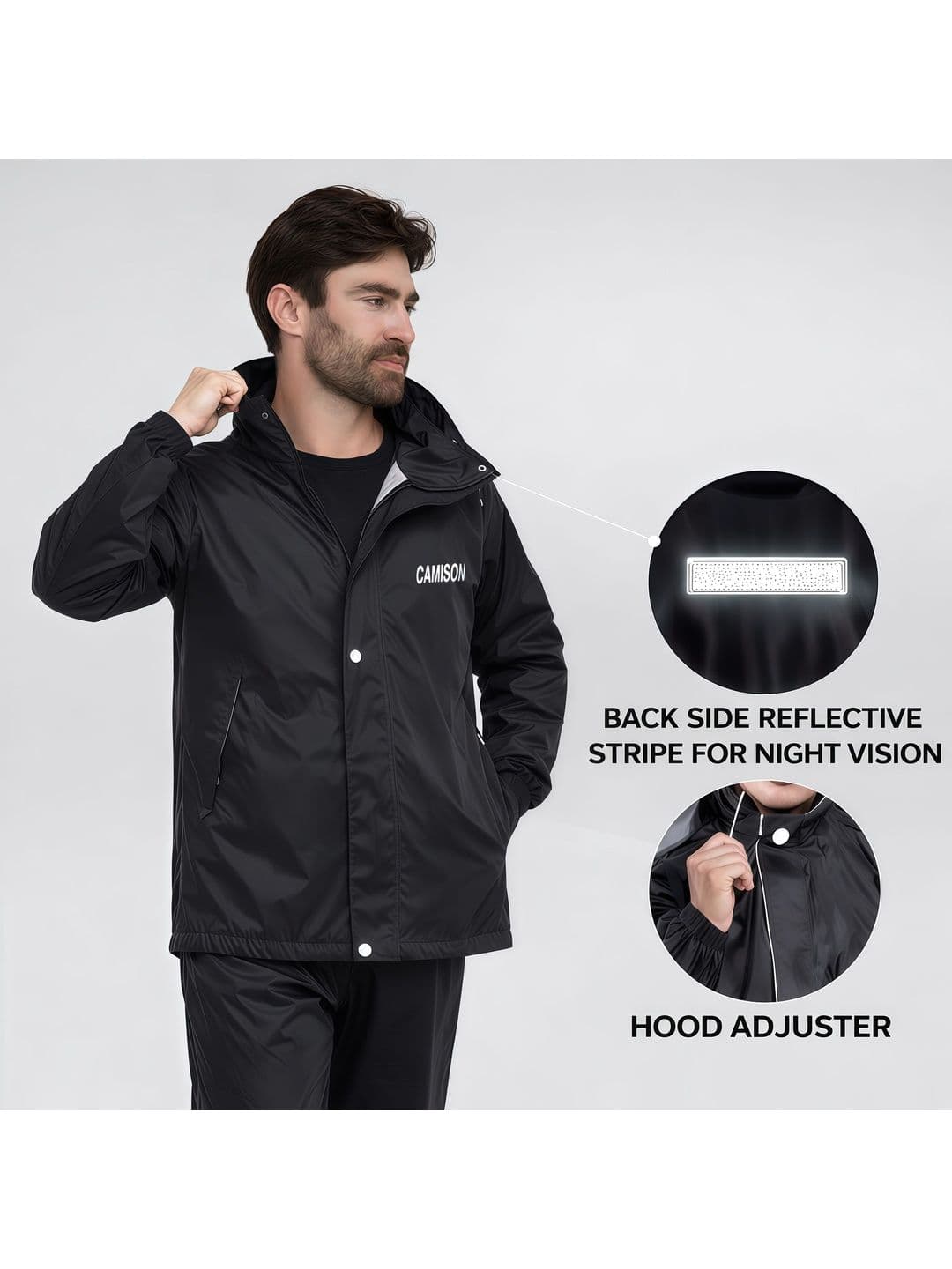 CAMISON Waterproof Hooded Rain Jacket thumbnail 3