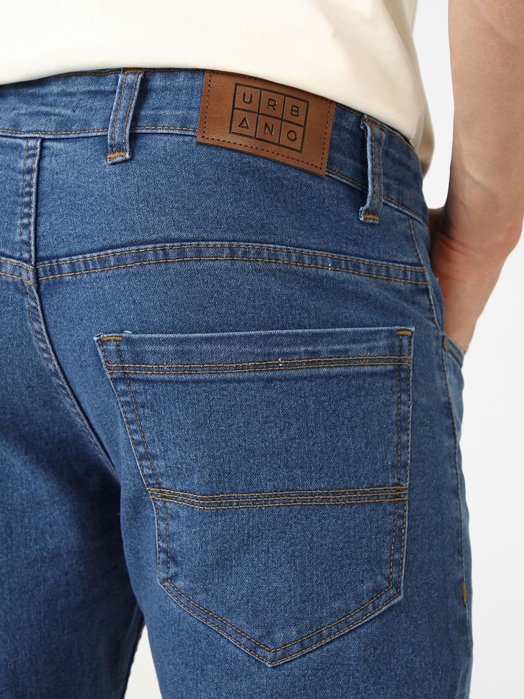 Urbano Fashion Men Blue Slim Fit Mid-Rise Clean Look Stretchable Jeans thumbnail 2