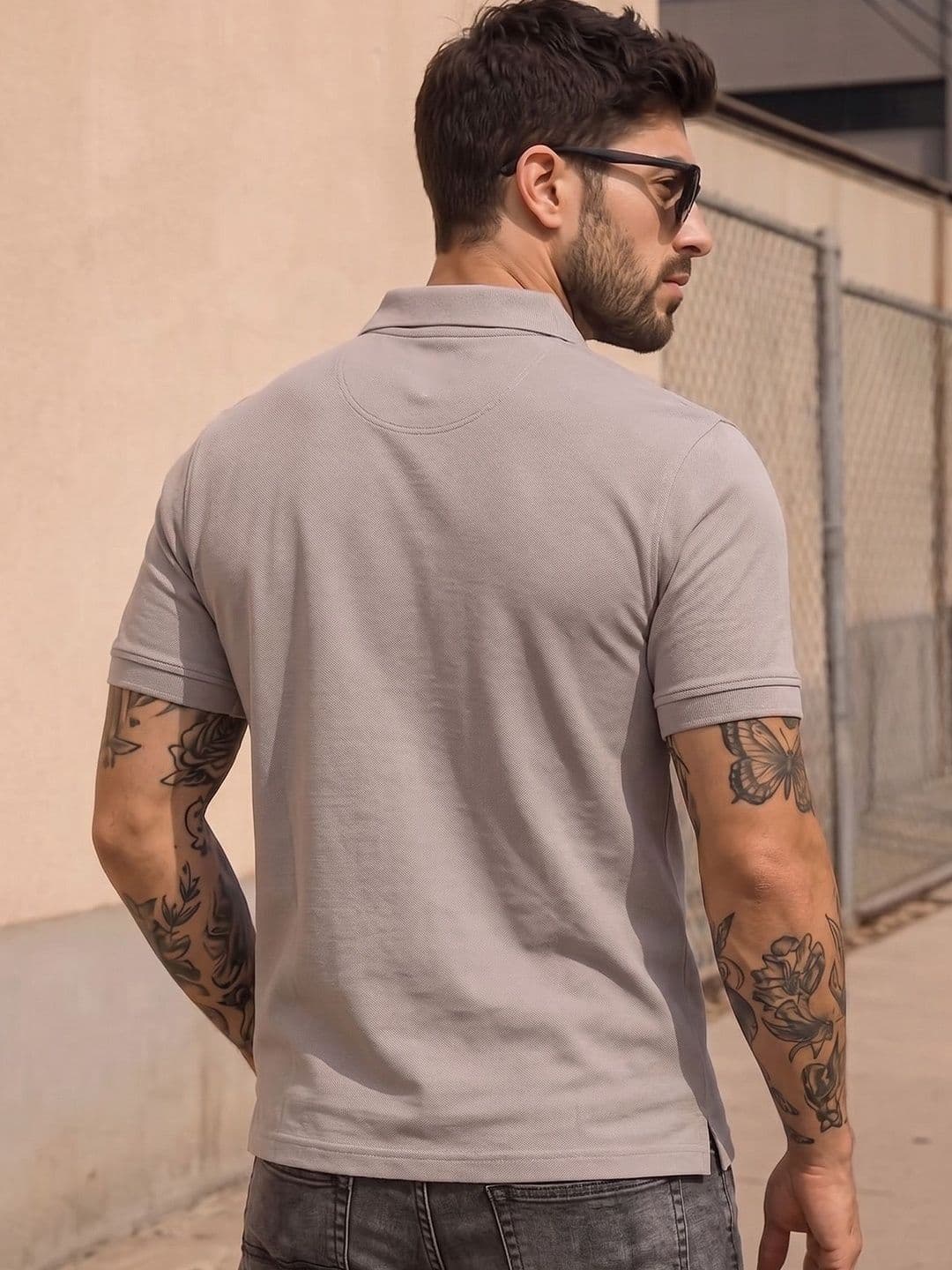 Utopium Men Brand Logo Polo Collar T-shirt thumbnail 2