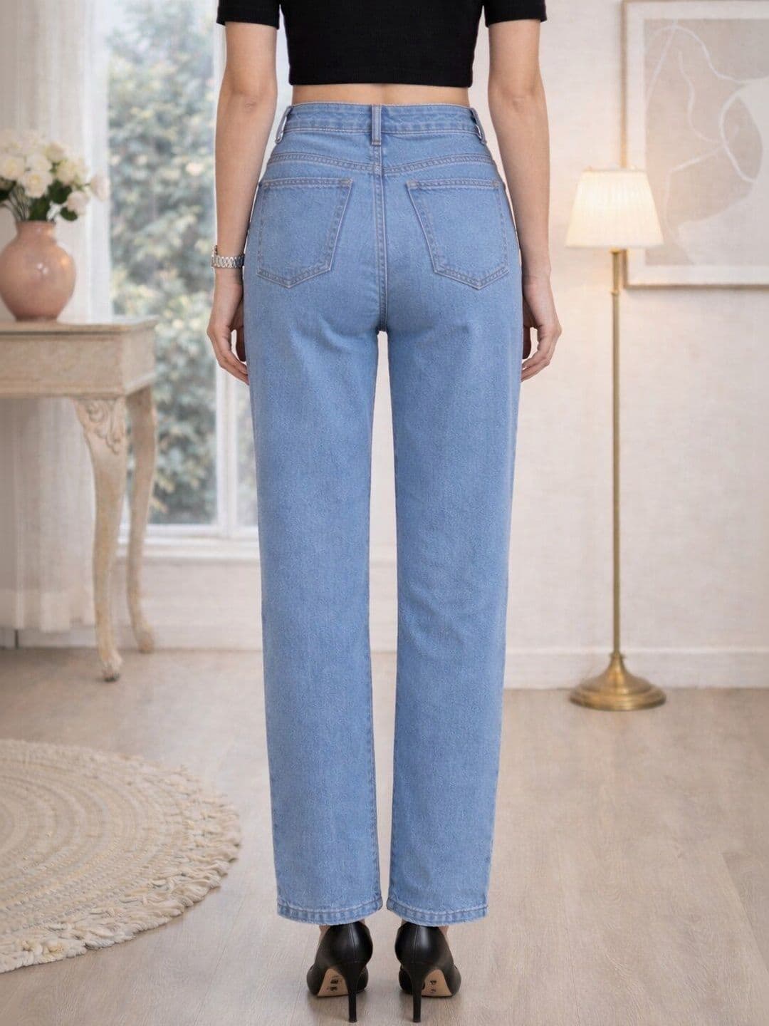 HERE&NOW Women Straight Fit High-Rise Stretchable Jeans thumbnail 2