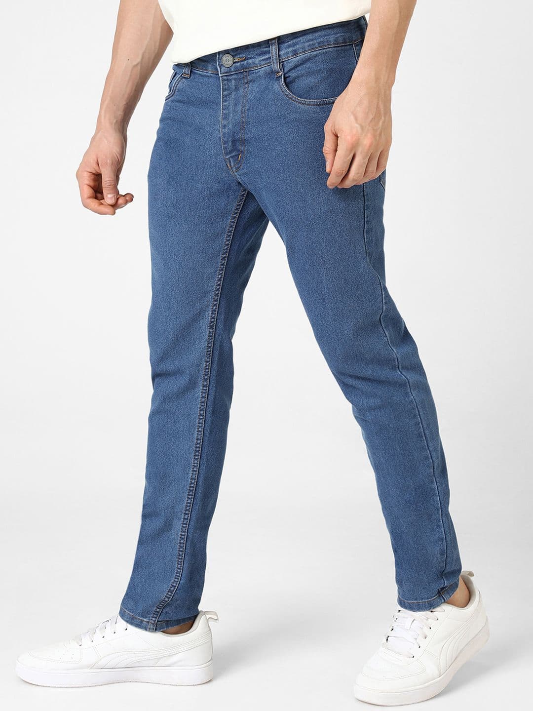 Urbano Fashion Men Blue Slim Fit Mid-Rise Clean Look Stretchable Jeans thumbnail 5