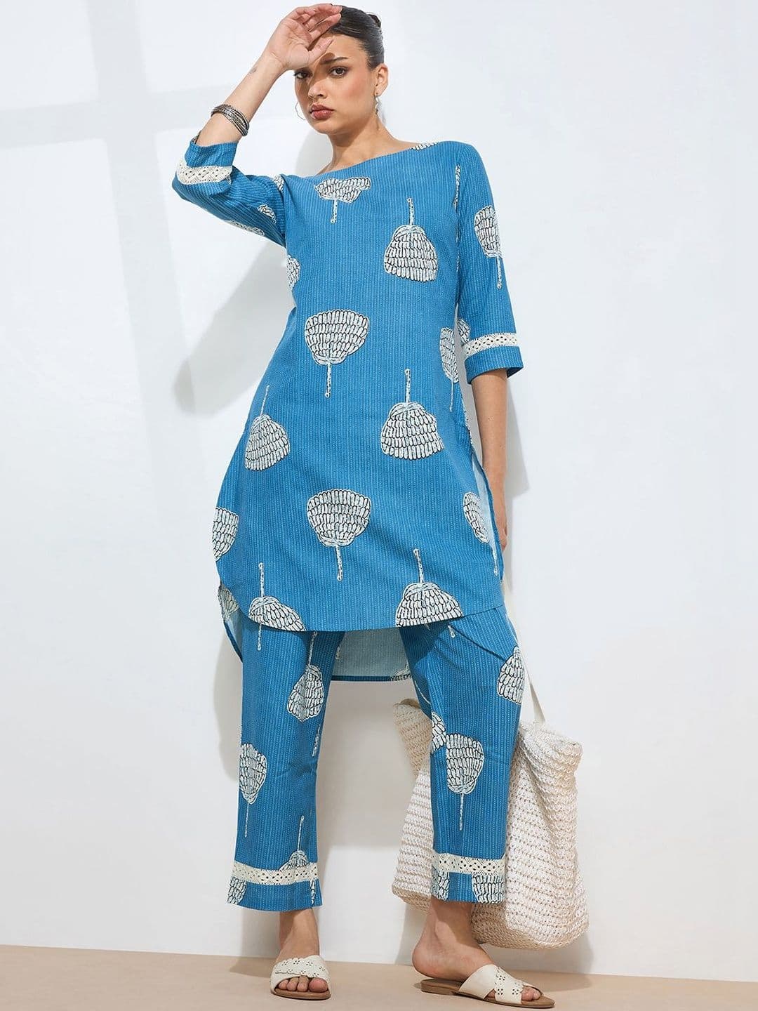 Sangria Cotton Printed Tunic with Trousers thumbnail 7