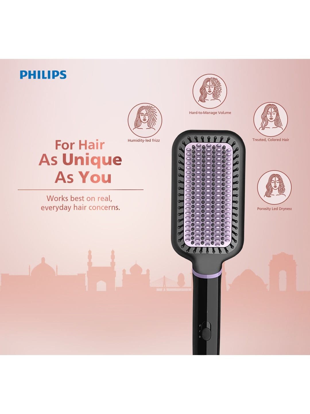 Philips BHH885/10 Hair Straightener Brush ThermoProtect Technology Ionic Care- Navy Blue thumbnail 9
