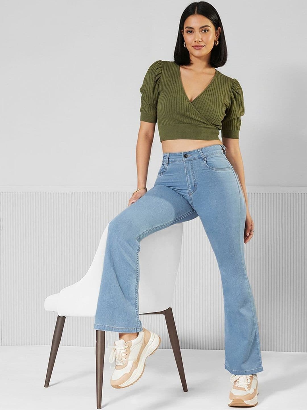 Mast & Harbour Women Bootcut High Rise Clean Look Regular Stretchable Denim Jeans thumbnail 4