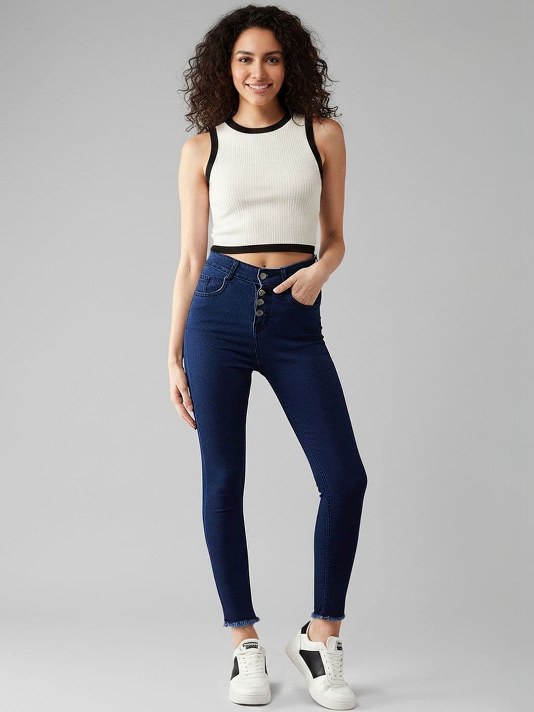 Mast & Harbour Women Skinny High Rise Clean Look Cropped Stretchable Denim Jeans thumbnail 2
