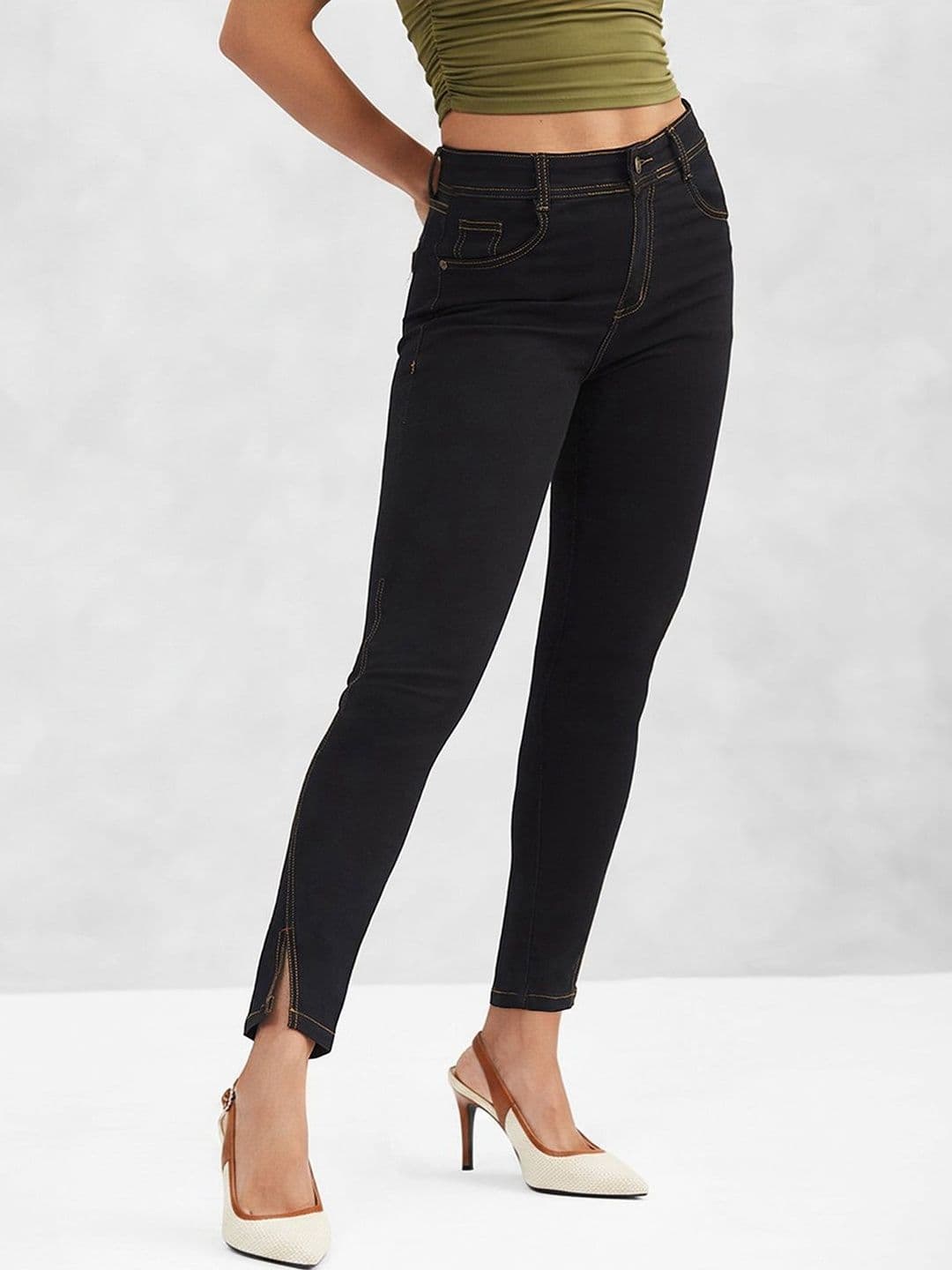 Mast & Harbour Women Skinny High Rise Side Slit Ankle Length Stretchable Denim Jeans - view 1