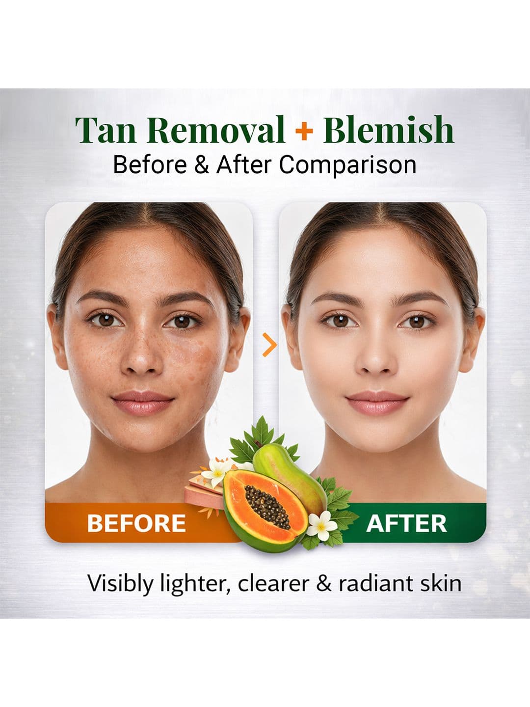 NutriGlow Papaya Fruit Facial Kit For Glowing Skin - Tan Removal With Face Massager thumbnail 2