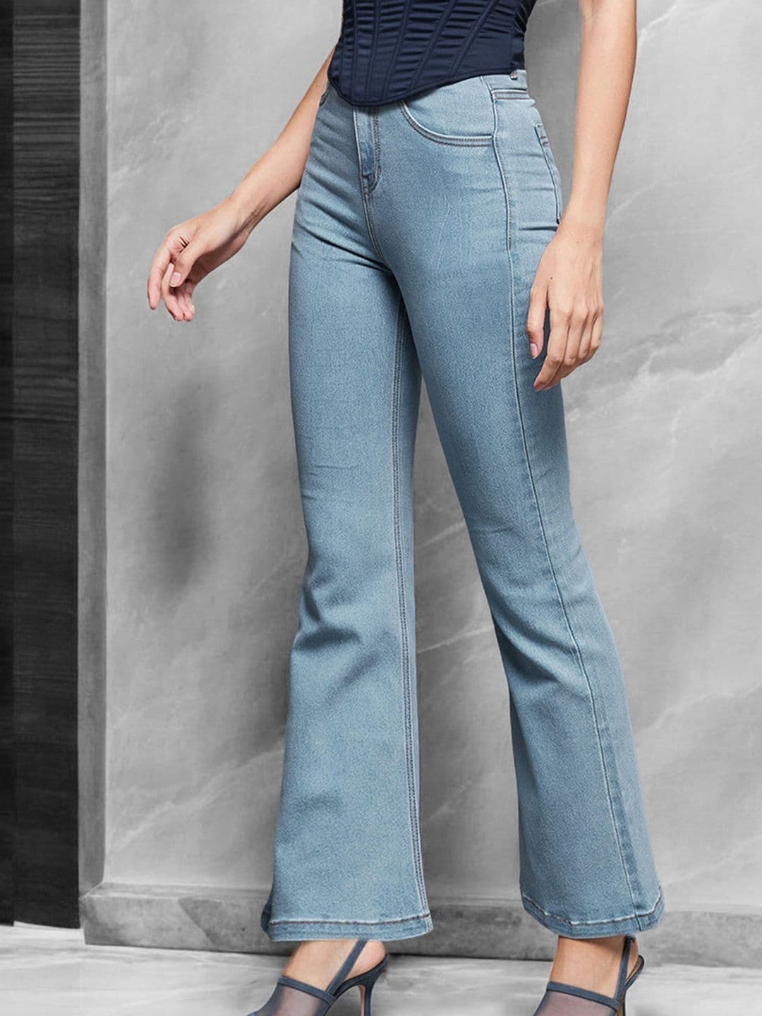 Mast & Harbour Women Bootcut High Rise Clean Look Regular Stretchable Denim Jeans thumbnail 2
