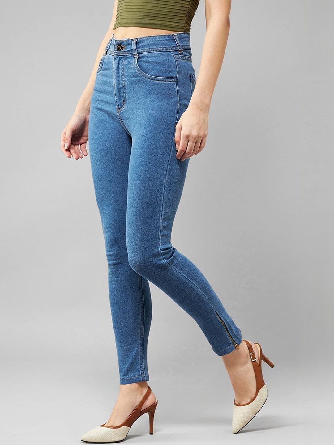 Mast & Harbour Women Skinny High-Rise Distressed Cropped Denim Jeans thumbnail 2