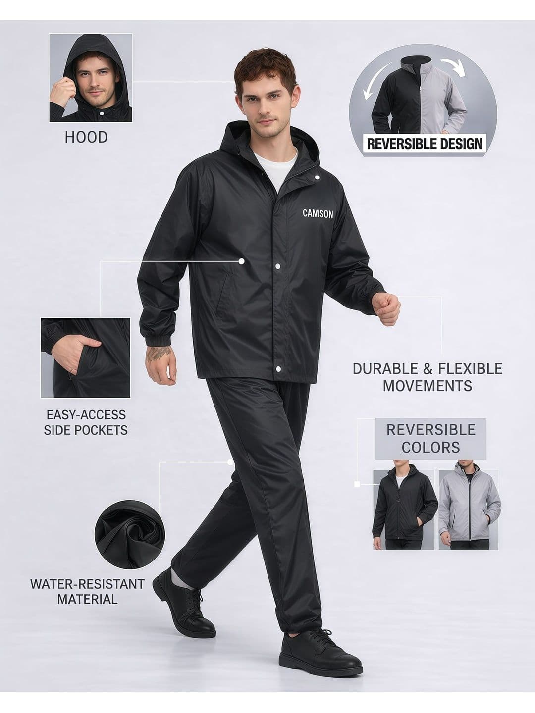 CAMISON  Waterproof Reversible Raincoat thumbnail 7