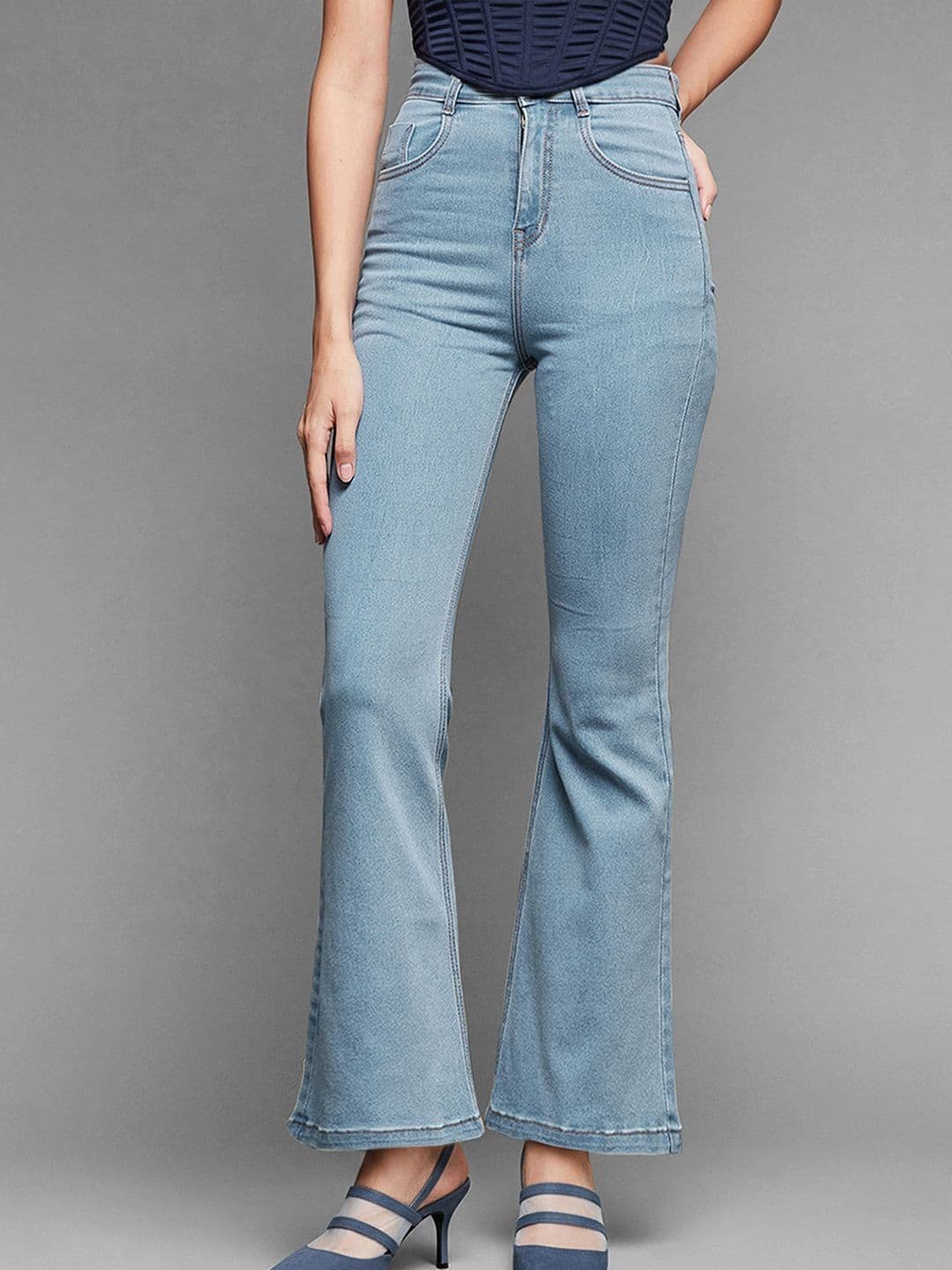 Mast & Harbour Women Bootcut High Rise Clean Look Regular Stretchable Denim Jeans - view 1