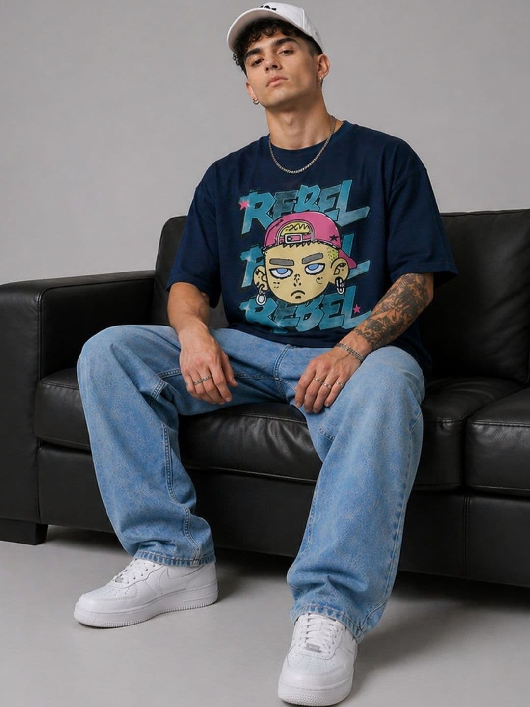 CAPTCHA Men Printed Drop-Shoulder Sleeves T-shirt thumbnail 2