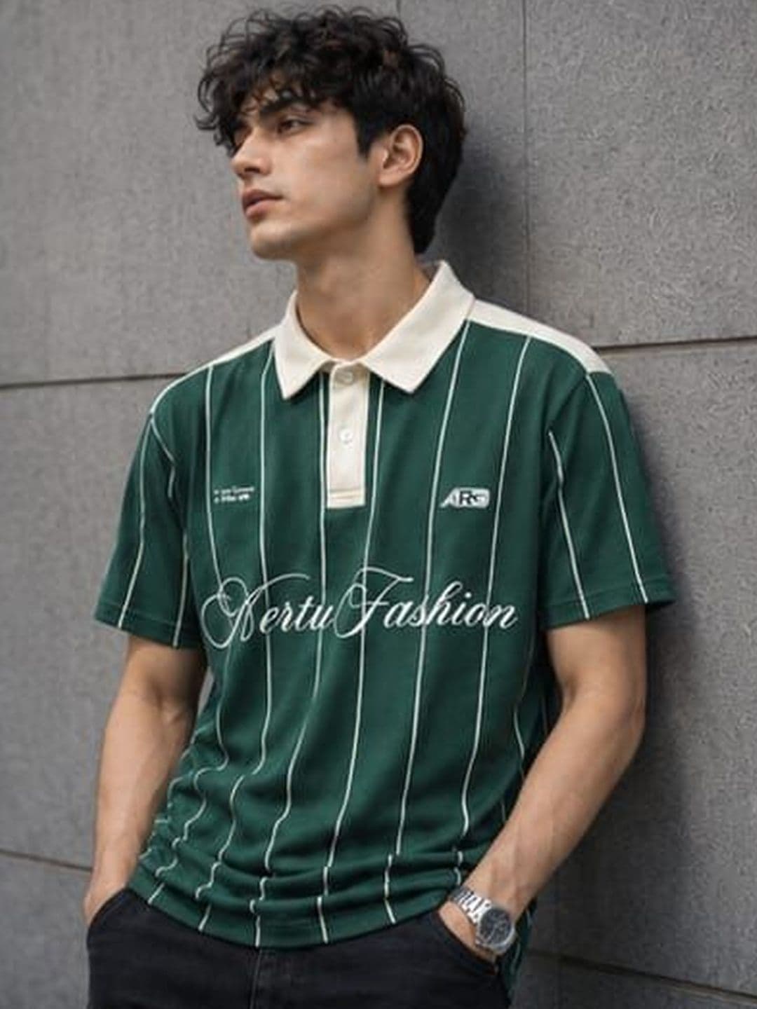 TRENDBITE Men Striped Polo Collar Pockets T-shirt thumbnail 5