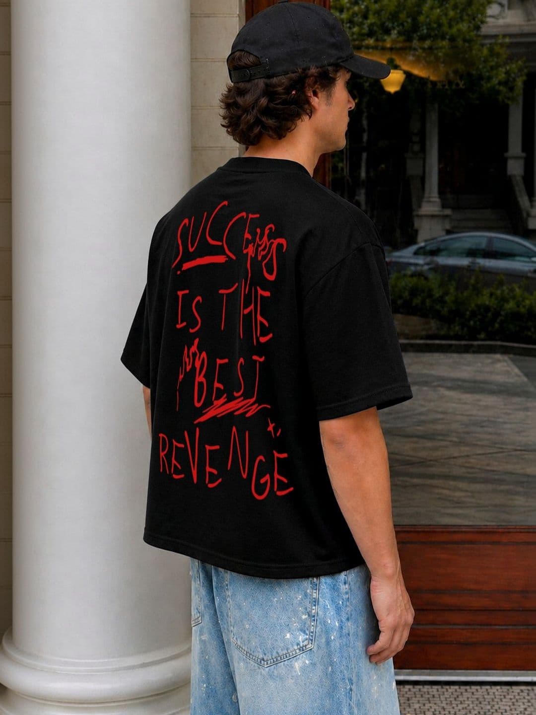 Moda Rapido Men Typography Printed Drop-Shoulder Sleeves Boxy T-shirt thumbnail 3