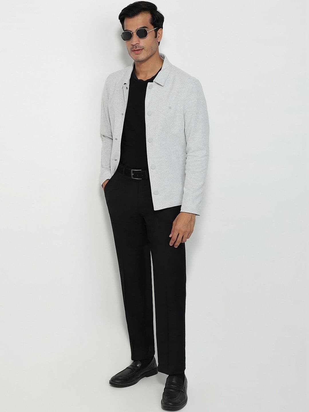 Raymond Self Design Cotton Spread Collar Open Front Jacket thumbnail 3