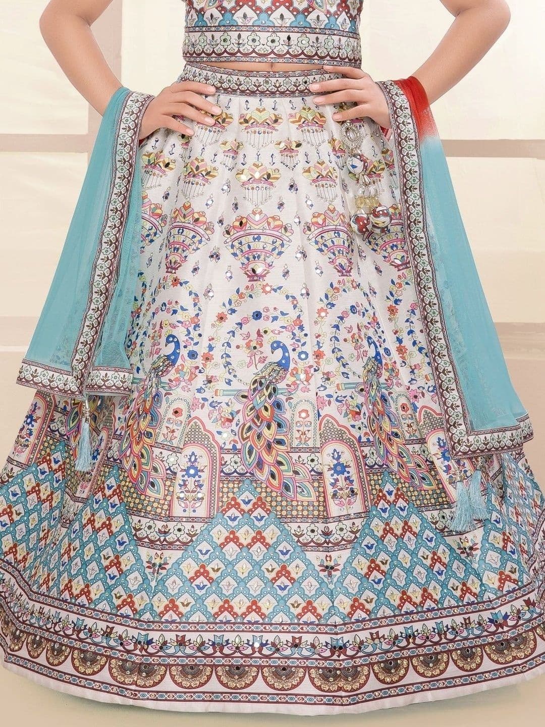 Sangria Girls Embellished Sweetheart Neck Lehenga With Choli & Dupatta thumbnail 2
