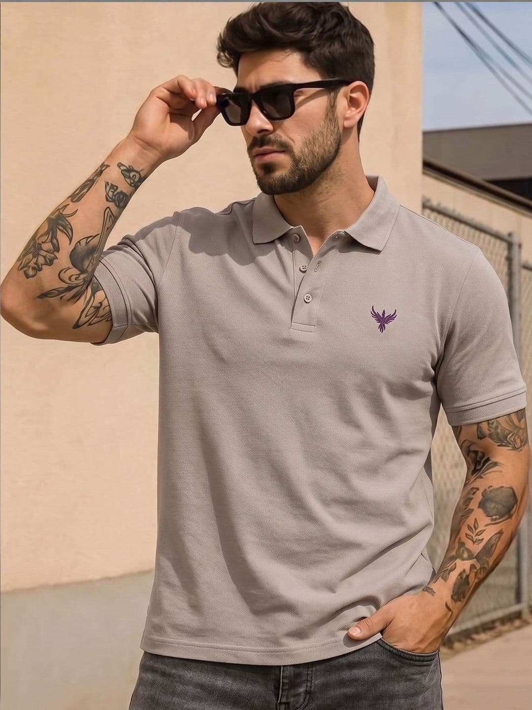 Utopium Men Brand Logo Polo Collar T-shirt - view 1