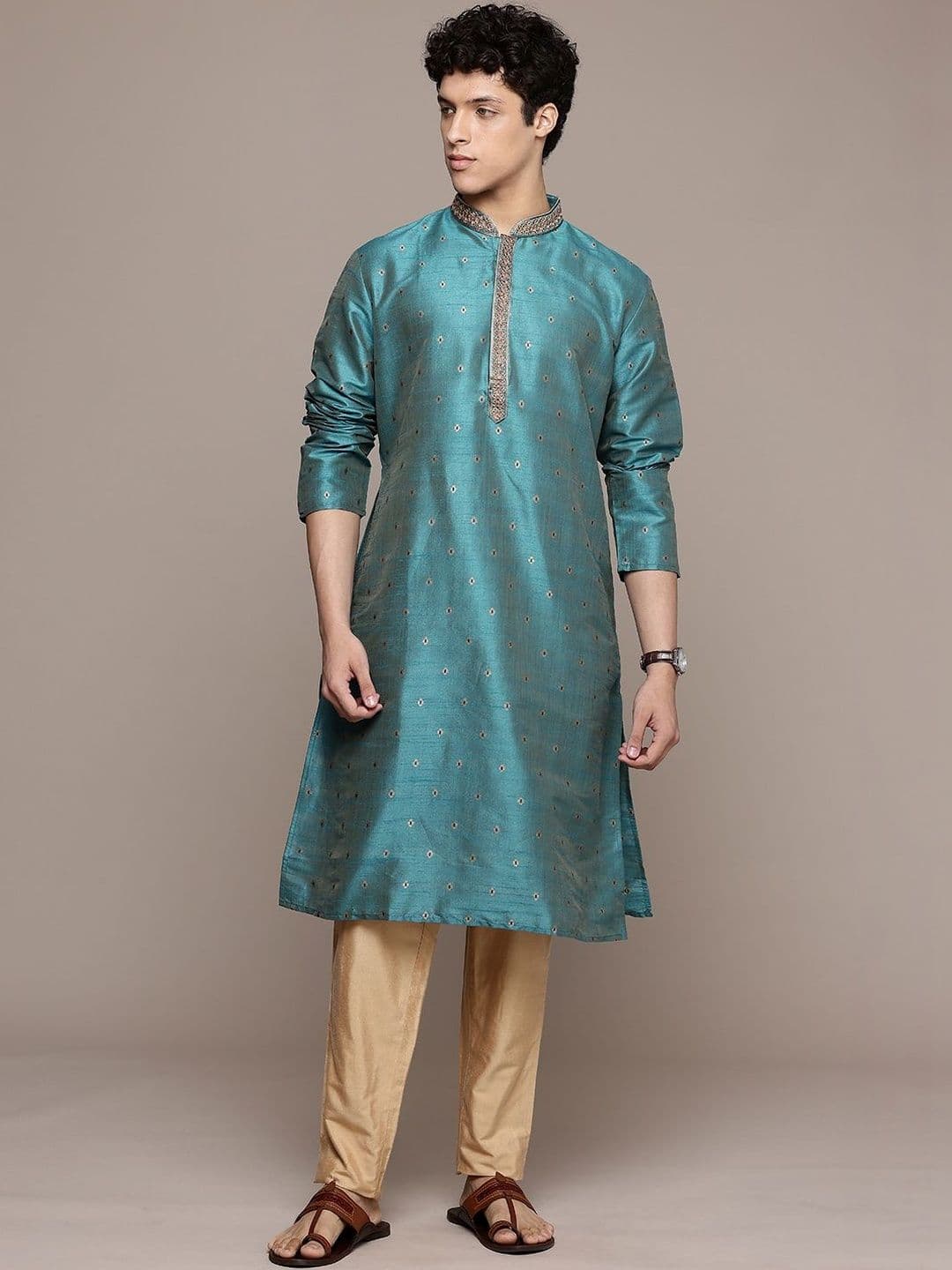 PulseIQ Men Ethnic Motifs Thread Work Kurta thumbnail 6
