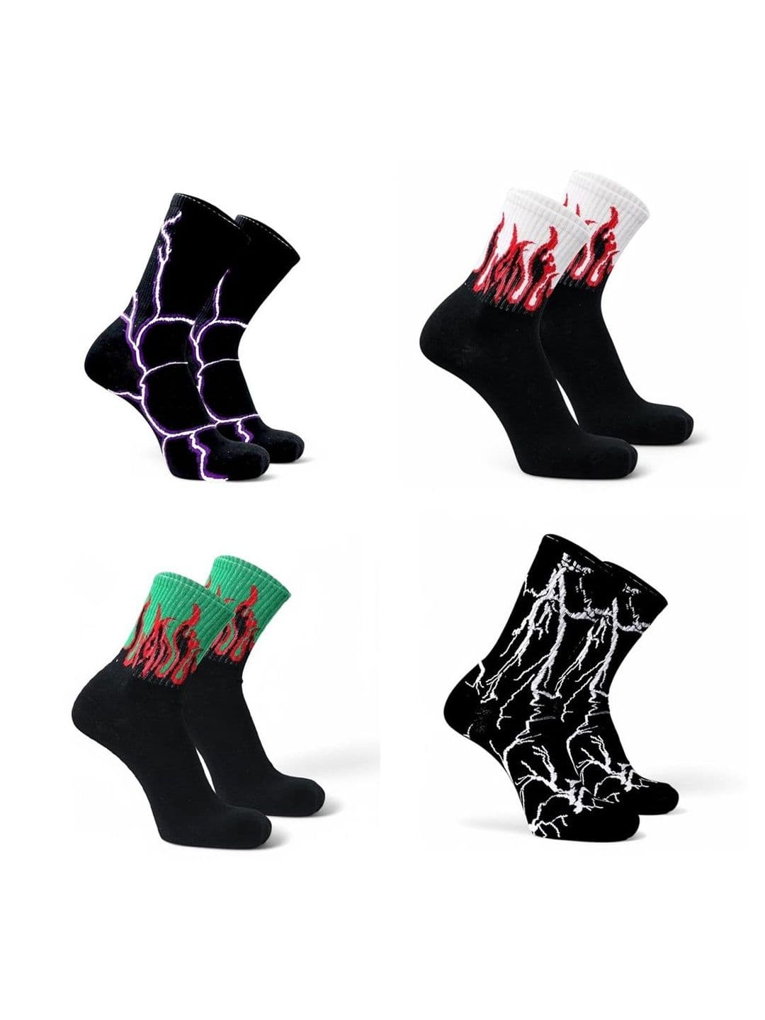BEAR&BEYOND Men Pack of 4 Cotton Patterned Calf Length Socks - view 1