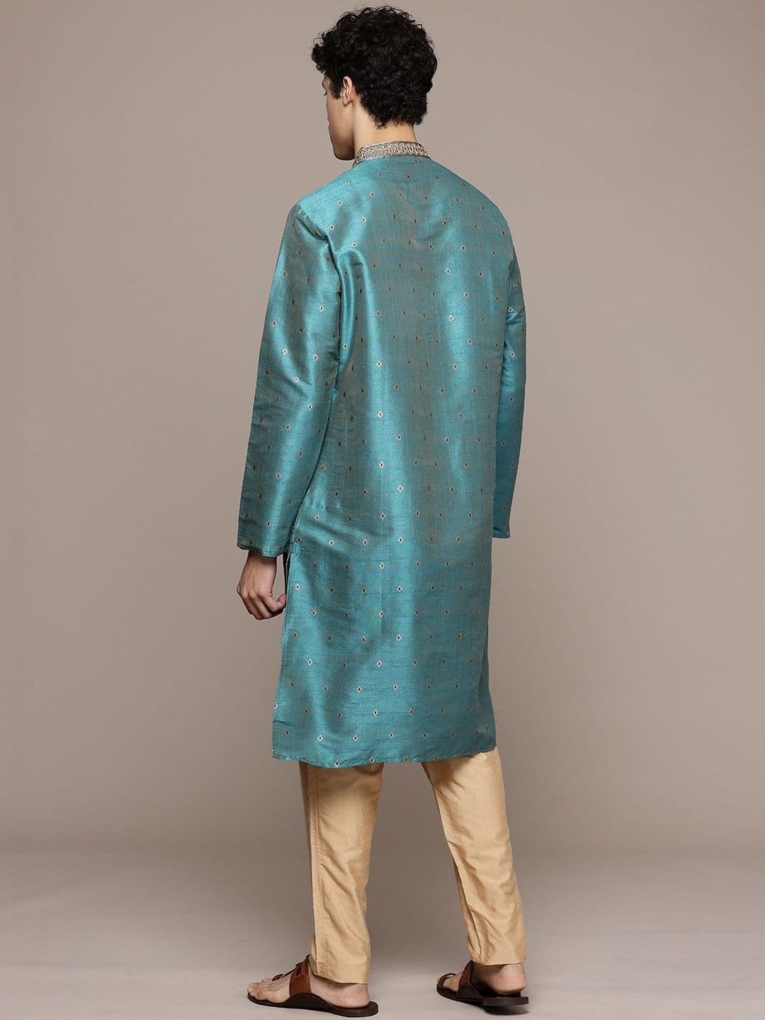 PulseIQ Men Ethnic Motifs Thread Work Kurta thumbnail 4