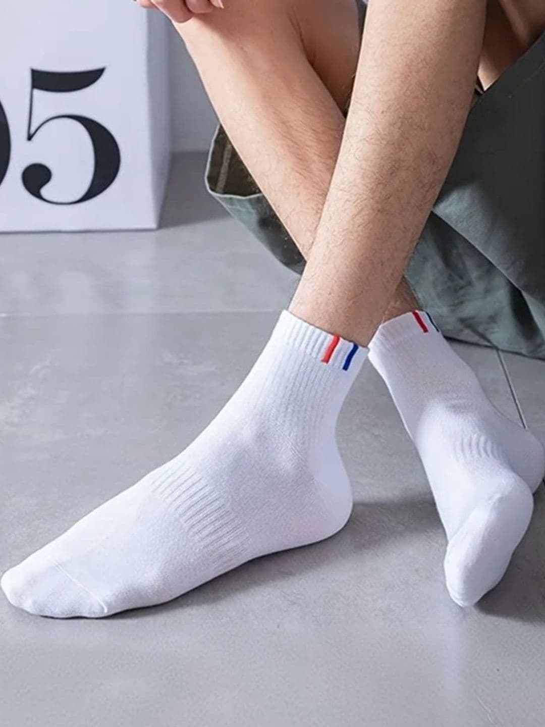 BEAR&BEYOND Men Pack of 5 Cotton Colourblocked Ankle Length Socks thumbnail 4