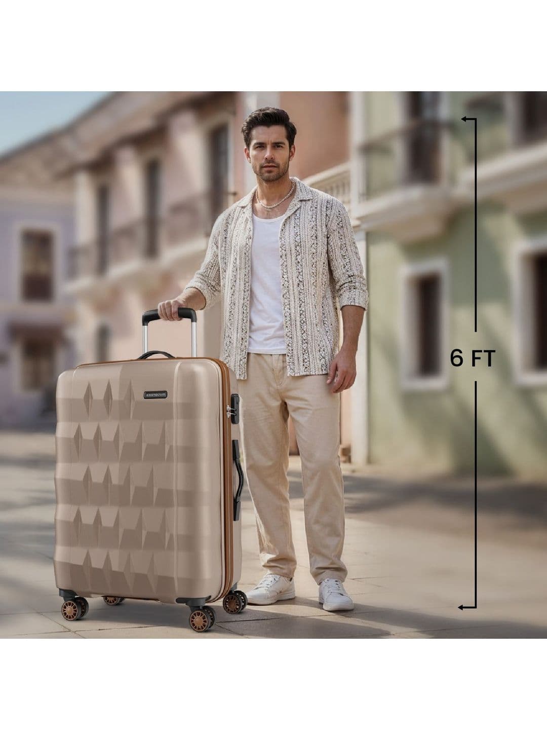 Aristocrat Unisex Comet Champagne Large Hard Luggage Check-in Trolley with 8-Wheel thumbnail 4
