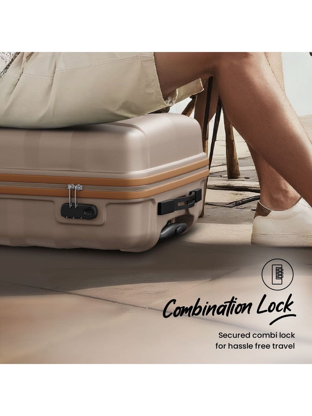Aristocrat Unisex Comet Champagne Small Hard Luggage Cabin Trolley Bag with 8-Wheel thumbnail 2