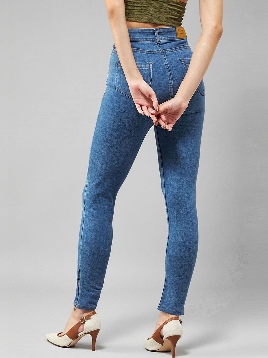 Mast & Harbour Women Skinny High-Rise Distressed Cropped Denim Jeans thumbnail 4