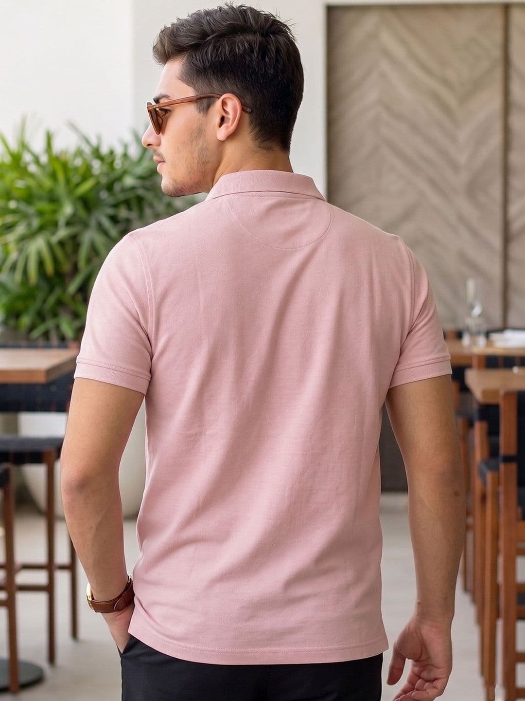Utopium Men Brand Logo Polo Collar T-shirt thumbnail 3