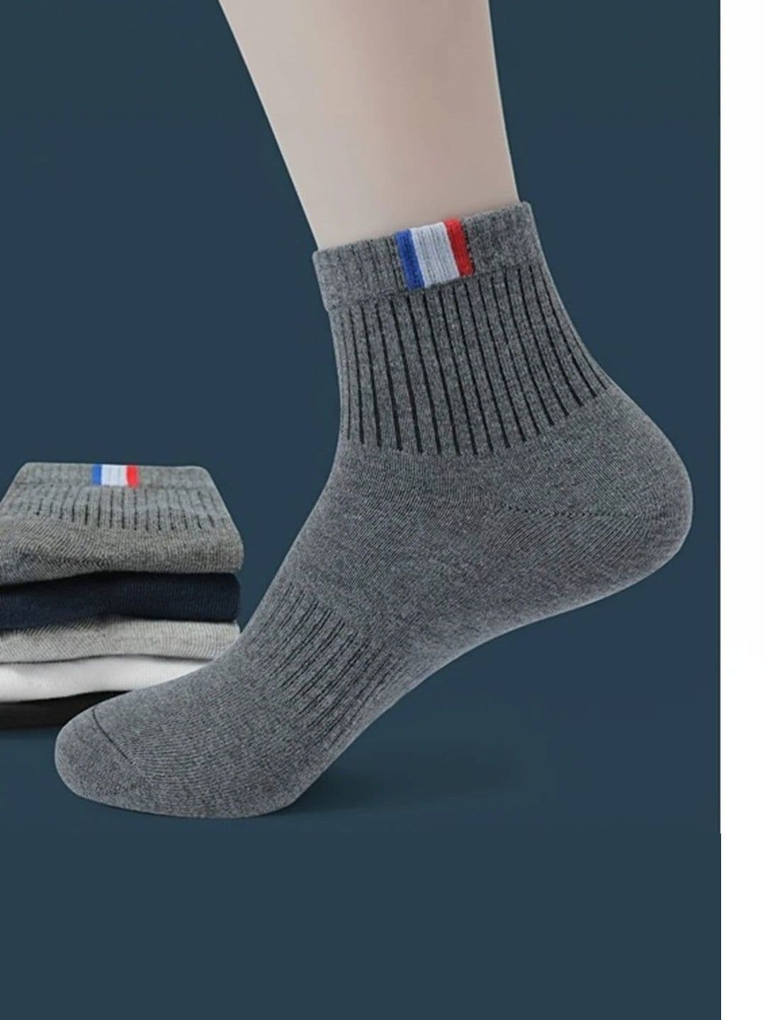 BEAR&BEYOND Men Pack of 5 Cotton Colourblocked Ankle Length Socks thumbnail 2