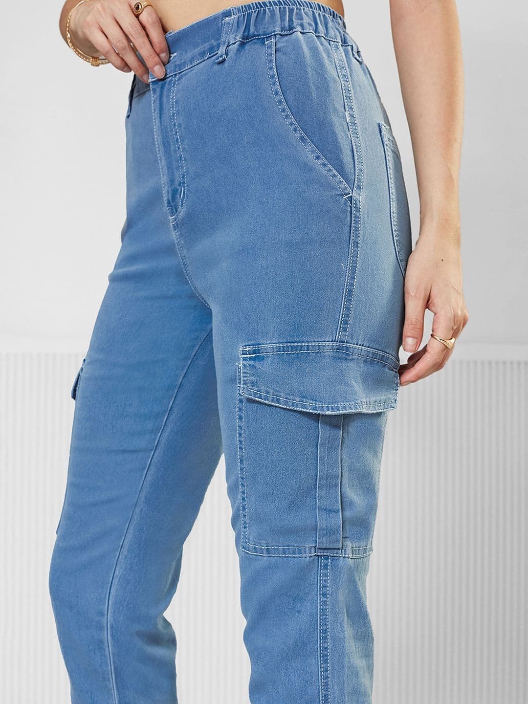 Mast & Harbour Women Regular Regular Stretchable Light Weight Denim Joggers thumbnail 2