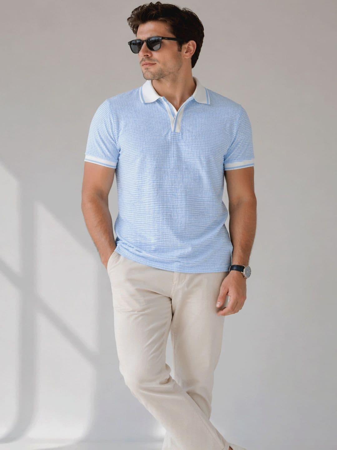 THE BEETEL HOUSE Men Striped Polo Collar T-shirt thumbnail 3