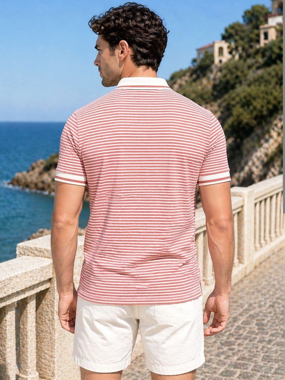 THE BEETEL HOUSE Men Striped Polo Collar T-shirt thumbnail 3