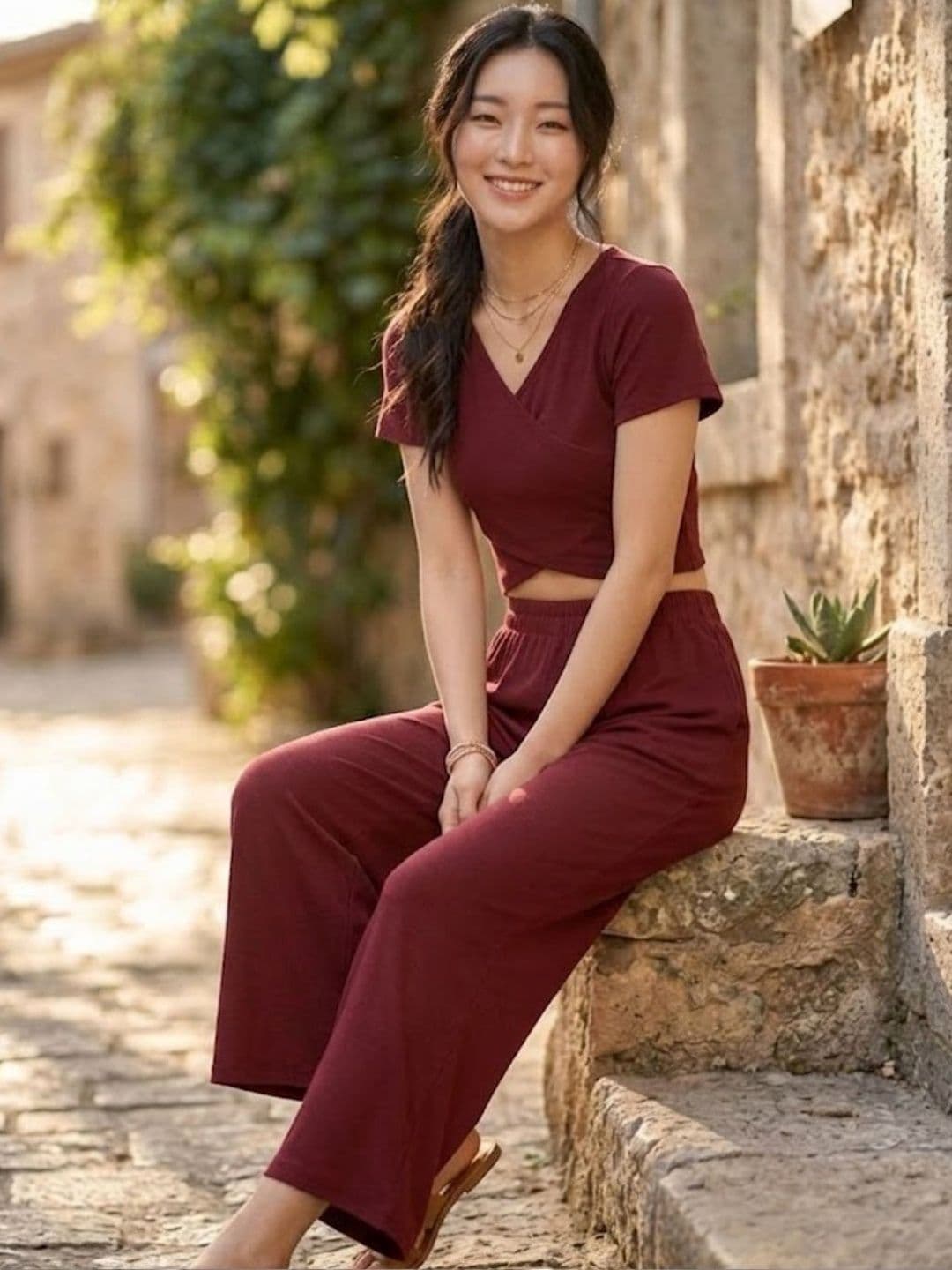 Pookiie Solid Top with Palazzos thumbnail 5