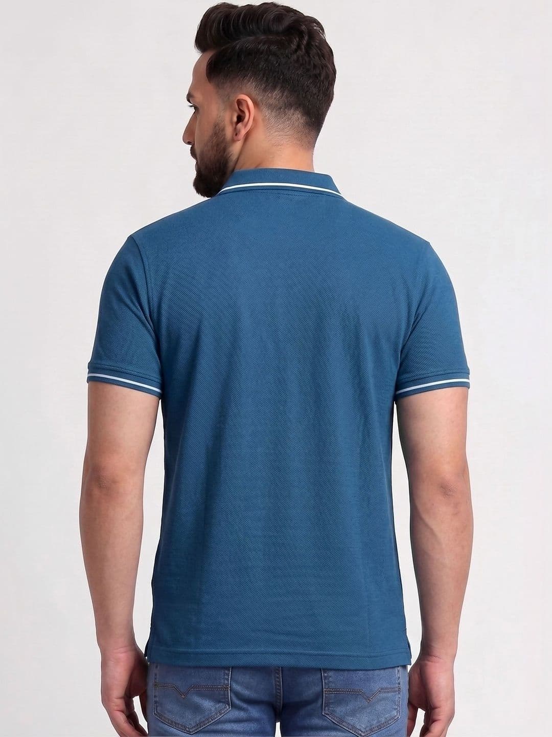 TB BLUE Men Brand Logo Polo Collar Slim Fit T-shirt thumbnail 4